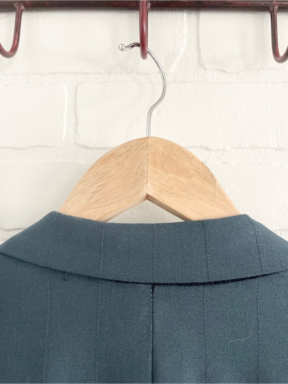 Vintage Power Blazer Virgin Wool Striped Oversized Teal A. Gold & Sons Sz 52L - Picture 11 of 16